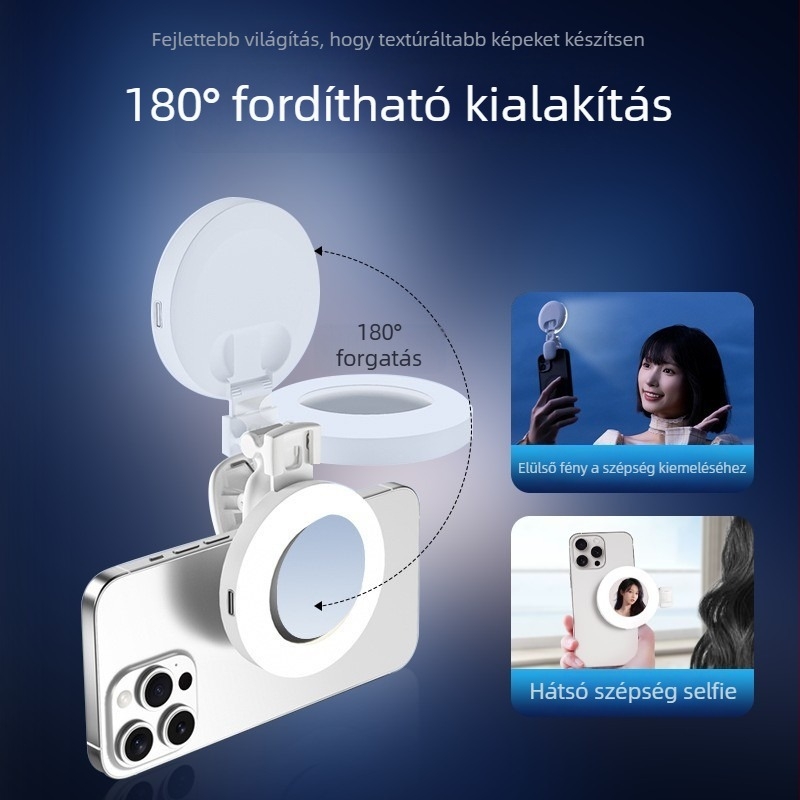 SUKEER mini töltőfény telefonhoz – kézi világítás élő közvetítéshez és szelfihez, három fényhőmérséklet, kevesebb mint 10W, 3.7V, modell D6