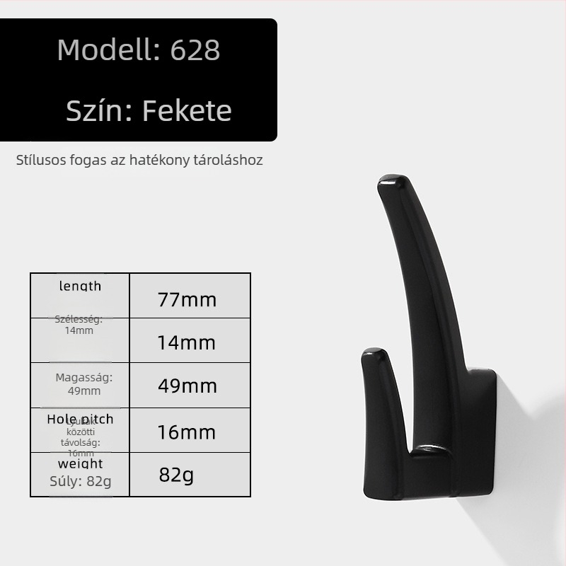 Ruhaakasztó zinc ötvözetből, modell 627, elektroplatolt felület, modern minimalista stílus, ajtó- és ablakfogantyúkhoz