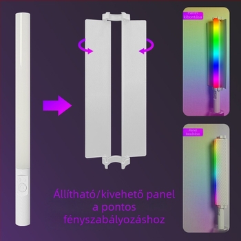 RGB fotózásra alkalmas fénybot, kézben tartható teljes színű hordozható világítás, RGB hang aktivált világítás éjszakai fotózáshoz