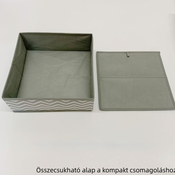 Összecsukható tároló doboz poliészterből, csíkos mintával, rekeszekkel, kapacitás 8