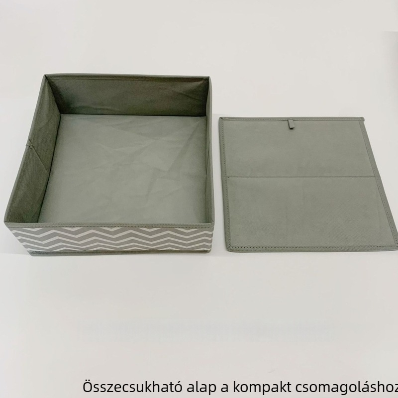 Összecsukható tároló doboz poliészterből, csíkos mintával, rekeszekkel, kapacitás 8