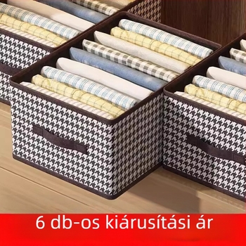 Hálószobai textil tároló doboz ruhákhoz, összecsukható és hordozható, 0–5 L kapacitás, rács mintázat, ideális hálószobai tároláshoz