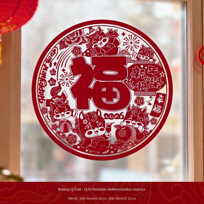 Maiwei flockolt szövet ablakdíszek — Anyag: flockolt szövet; Készítés: flockolás; Alkalmazási hely: ablak; Fesztivál: Tavaszi fesztivál