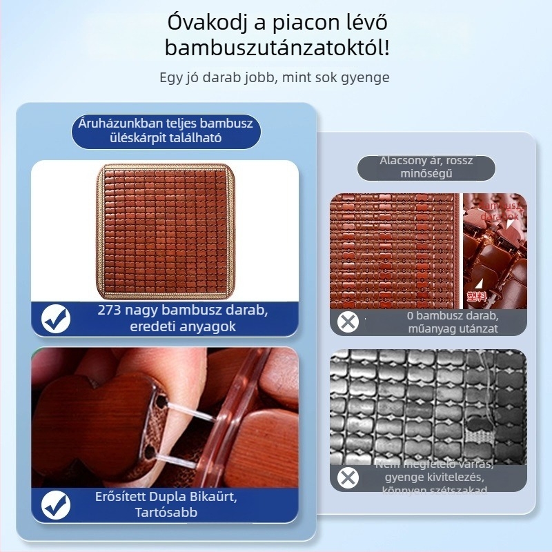 Yiju autóülés szett – bambuszlemezekből készült felület, nyári hűtés Ice Pad stílus, szellőzés, három darabos készlet öt helyre