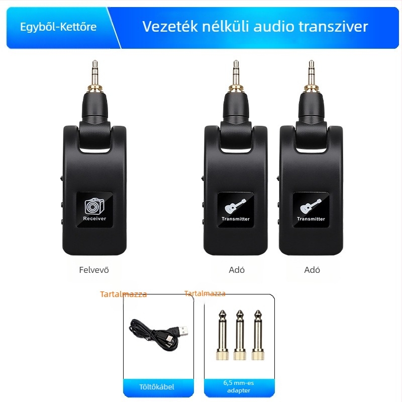 Vezeték nélküli audió transzmitter- és vevő készülék hangszeres eszközökhöz – Meieark E207, beépített 300-500 mAh, üzemidő 8-12 óra, SNR ≥ 85 dB, Bluetooth 1.2