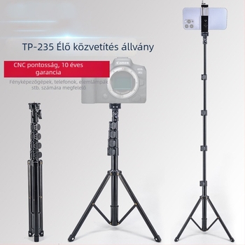 Öt részes alumínium ötvözetből készült padlón álló teleszkópos állvány mobiltelefonhoz – 5 részes, teherbírás 2 kg, csőátmérők 25–22–19–16–14 mm