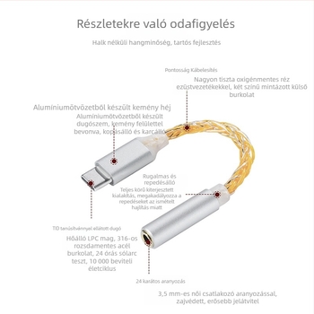JCALLY JM6 Fülhallgató DAC/Erősítő Type-C konverziós kábellel, oxigénmentes réz, Android-kompatibilis