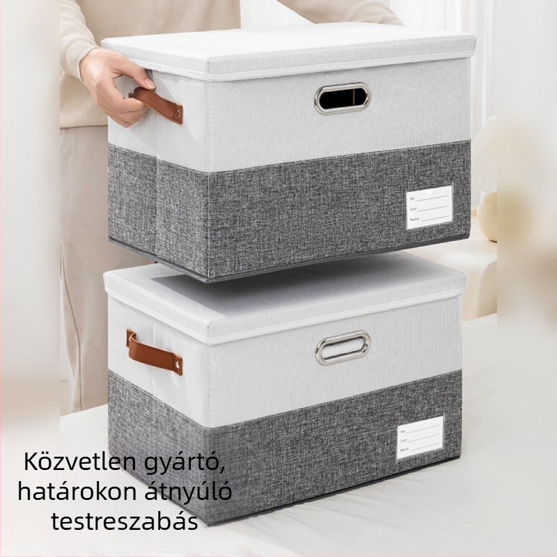 Textil tároló doboz fedéllel, összecsukható asztali rendező játékokhoz és ruhákhoz