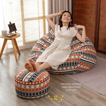Boho stílusú futon párna - Poliészter, EPP töltet, Csíkos mintázat