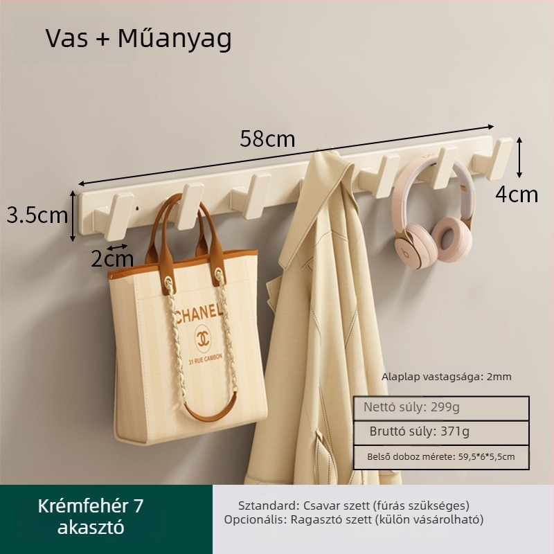 Fali ruhafogas, Modell 9126, Anyag: Space aluminum, Bevonat: spray-plasztik, Célja: ruhák felakasztása, Stílus: Modern egyszerűség