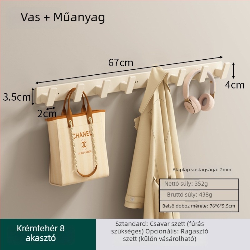 Fali ruhafogas, Modell 9126, Anyag: Space aluminum, Bevonat: spray-plasztik, Célja: ruhák felakasztása, Stílus: Modern egyszerűség