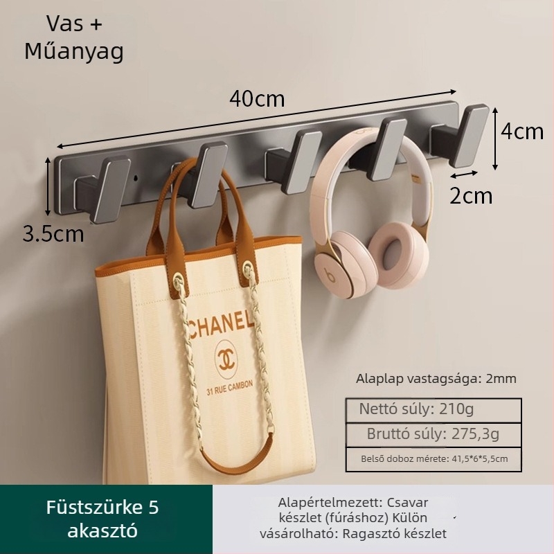 Fali ruhafogas, Modell 9126, Anyag: Space aluminum, Bevonat: spray-plasztik, Célja: ruhák felakasztása, Stílus: Modern egyszerűség