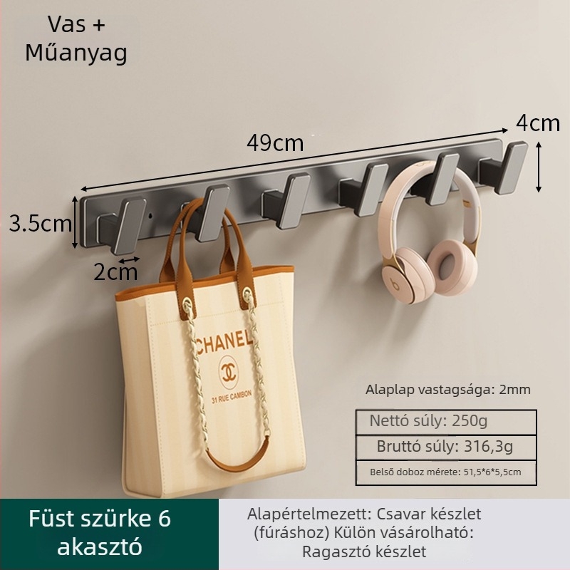 Fali ruhafogas, Modell 9126, Anyag: Space aluminum, Bevonat: spray-plasztik, Célja: ruhák felakasztása, Stílus: Modern egyszerűség