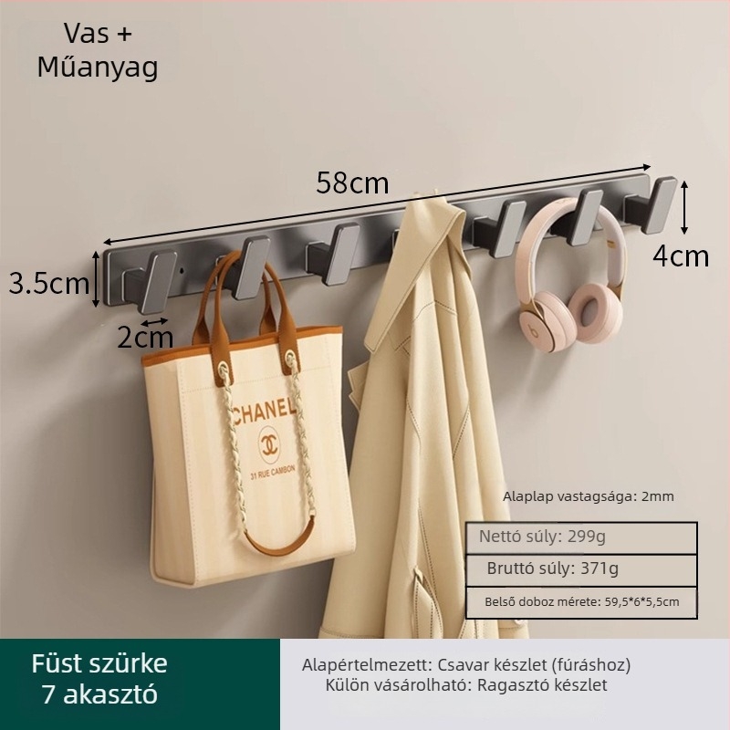Fali ruhafogas, Modell 9126, Anyag: Space aluminum, Bevonat: spray-plasztik, Célja: ruhák felakasztása, Stílus: Modern egyszerűség
