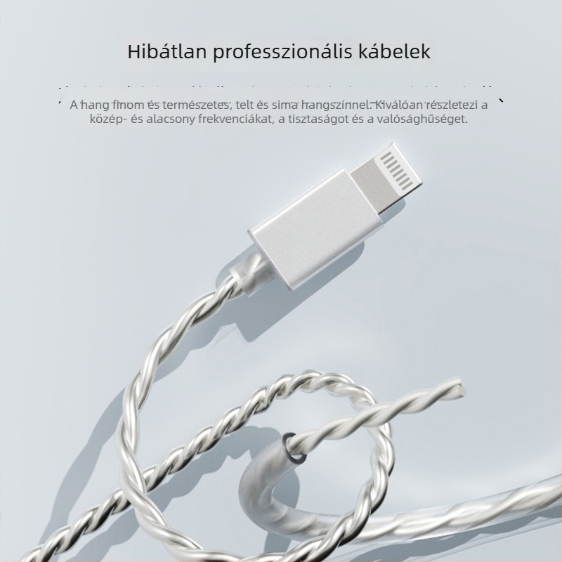 ND D5 oxigénmentes réz ezüstbevonat maggal, MFi-hiteles Lightning fejhallgató audió kábel, kétpin csatlakozóval