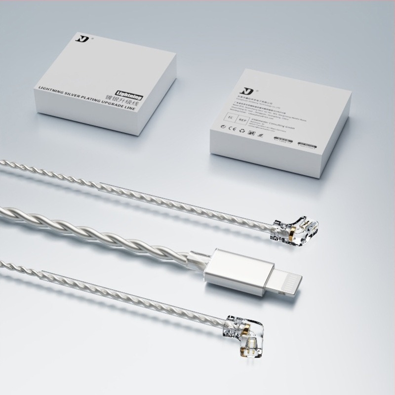 ND D5 oxigénmentes réz ezüstbevonat maggal, MFi-hiteles Lightning fejhallgató audió kábel, kétpin csatlakozóval