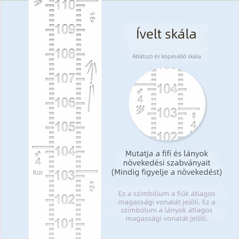 Fából készült gyerekek magasságmérő faliképe, öntapadós, vízálló, boho stílusú, tükrös falikép, 2 darab