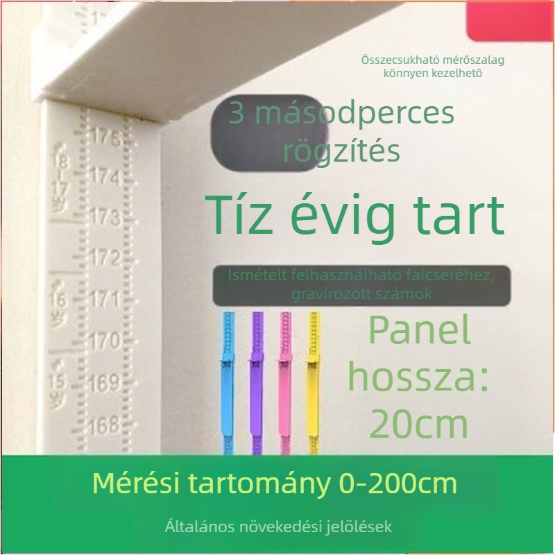Fából készült gyerekek magasságmérő faliképe, öntapadós, vízálló, boho stílusú, tükrös falikép, 2 darab