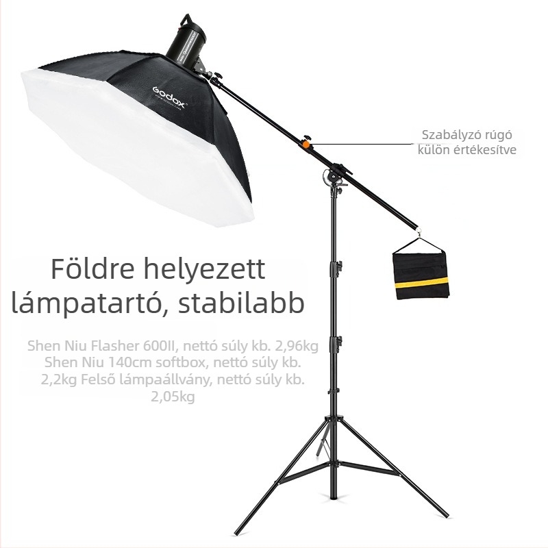 Fotózáshoz való fényállvány (Air-Cushioned), alumínium ötvözet, terhelhetőség 8 kg, munkamagasság 103-280 cm, tubusátmérők 3,5/3/2,5 cm