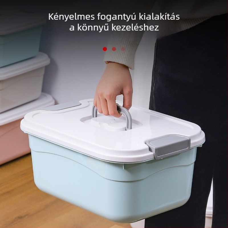 Műanyag tároló doboz fedővel, nagy kapacitású szervező játékoknak, kozmetikumoknak és távirányítóknak