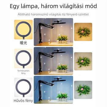 Asztali LED világítás, állítható 2500–9900K színhőmérséklet, 110V, kevesebb mint 10W; ideális élő adásra, rajzolásra és manikűrre.