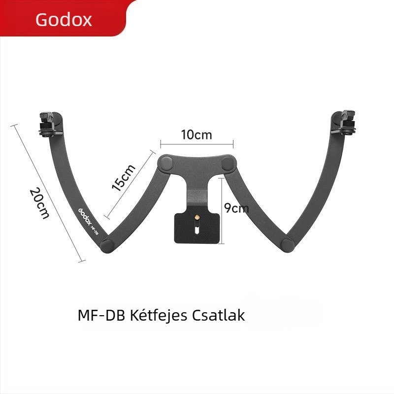 Godox MF12-DK1 makro villanóhoz illeszkedő kétfejű MW tartó – Modell MF-DB; Súly kb. 0,43 kg