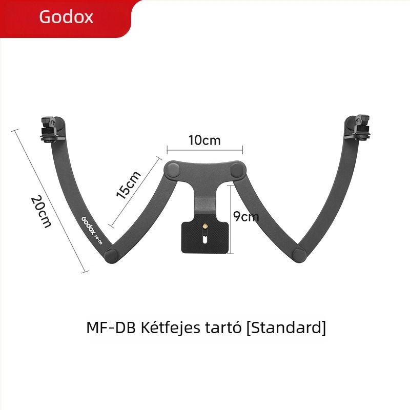 Godox MF12-DK1 makro villanóhoz illeszkedő kétfejű MW tartó – Modell MF-DB; Súly kb. 0,43 kg