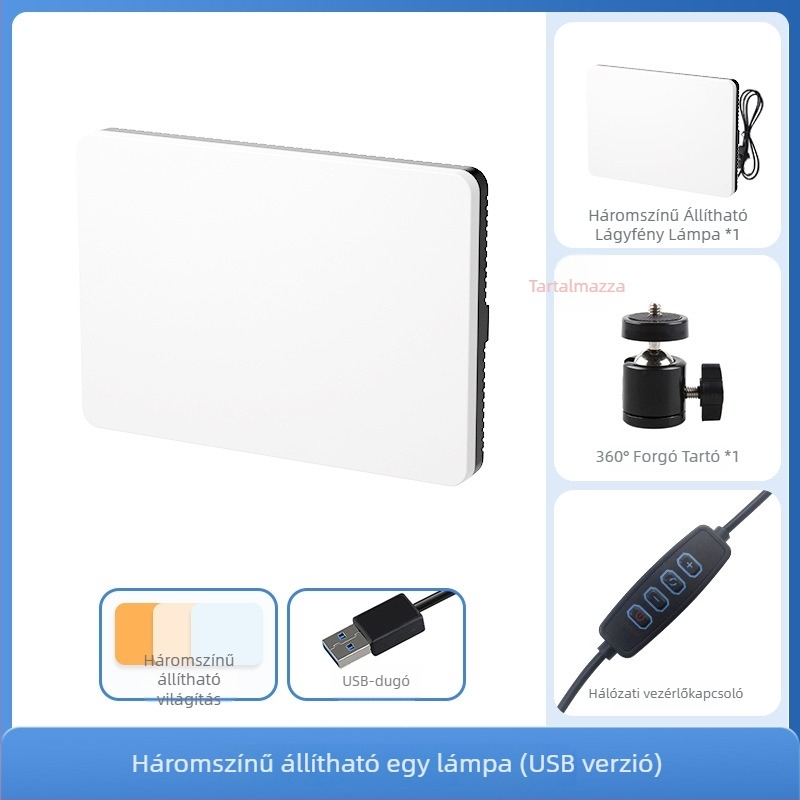 Hordozható fotózási fény asztali megvilágításhoz, 5V, 40W, 3000–6000K, SMD