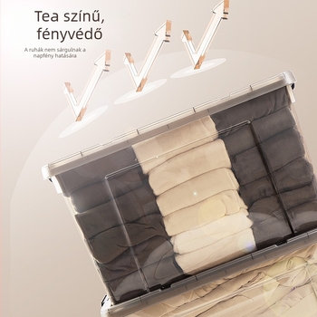 Műanyag tároló doboz átlátszó fedéllel, háztartási ruhák és játékok rendezője, extra nagy, vastagított tároló doboz