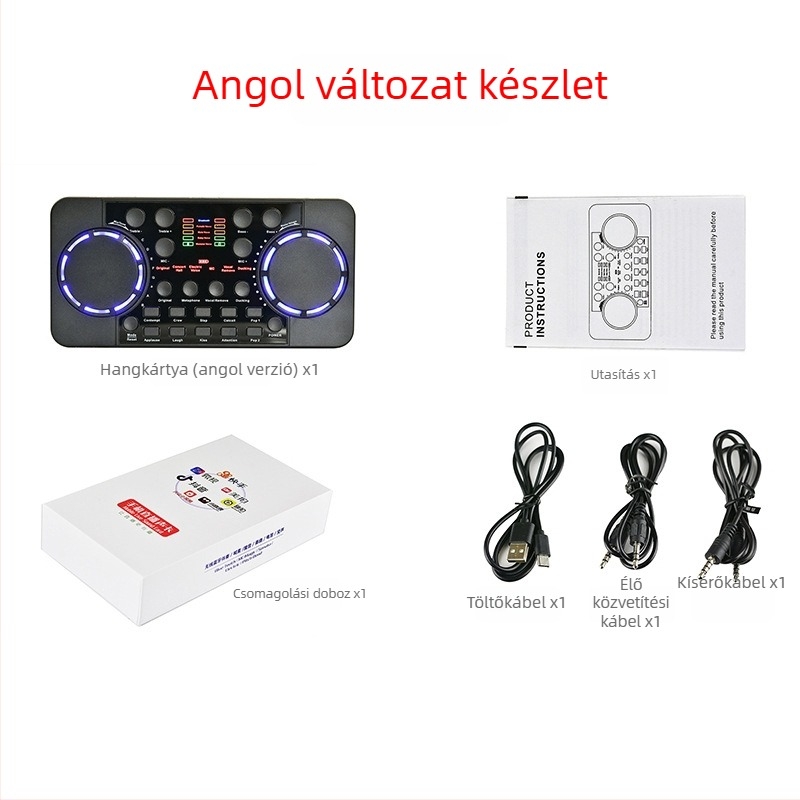 V300 Pro Élő hangsáv kártya készlet mobilokra és PC-re - Bluetooth Reverb, Vezeték nélküli, beépített 1000–1200 mAh akkumulátor, frekvenciatartomány 60 Hz–15 kHz, üzemidő 6–8 óra