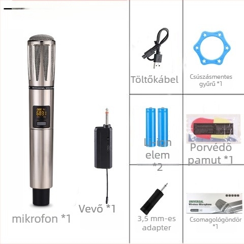 Otthoni/KTV mikrofon külső hangkártyával — cardioid, frekvencia-tartomány 100Hz-20kHz, SNR ≥70dB, akkumulátor-élettartam 6-8 óra