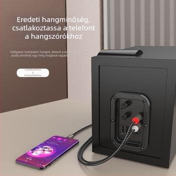Type-C audió osztó kábel RCA, 1–2, ónosított réz vezetők, réz vezető, ezüstözött csatlakozók, tömeg 30 g