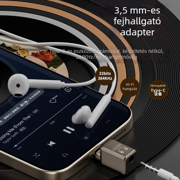 Fejhallgató-adapter 3,5 mm-es jackból Type-C-hez, beépített DAC, Hi-Fi hangzás