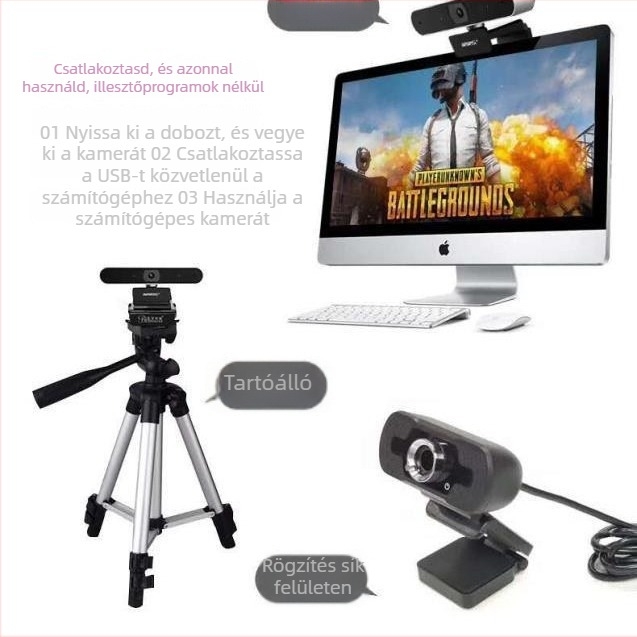 USB kamera 1080p, 2 MP szenzor, beépített mikrofon, USB 2.0, 30 FPS