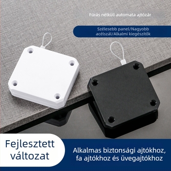 Fúrás nélküli ajtócsukó – húzókábellel, otthoni használatra, halk működés, automatikus visszatérés, ABS tokozás