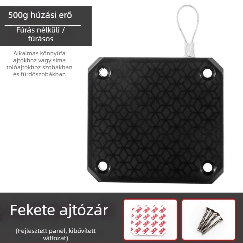 Fúrás nélküli ajtócsukó – húzókábellel, otthoni használatra, halk működés, automatikus visszatérés, ABS tokozás