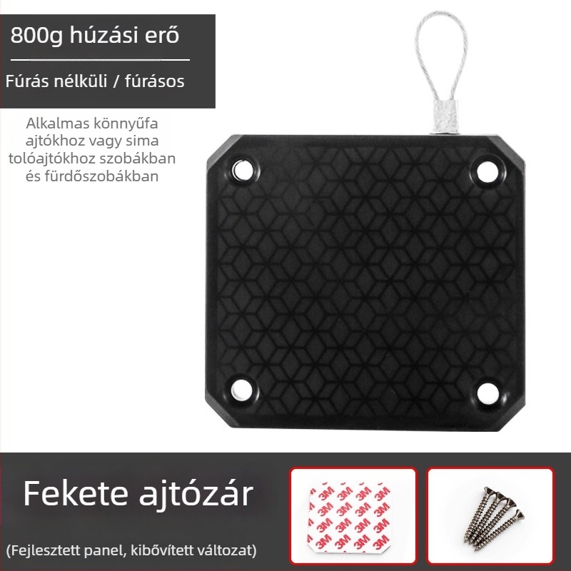 Fúrás nélküli ajtócsukó – húzókábellel, otthoni használatra, halk működés, automatikus visszatérés, ABS tokozás