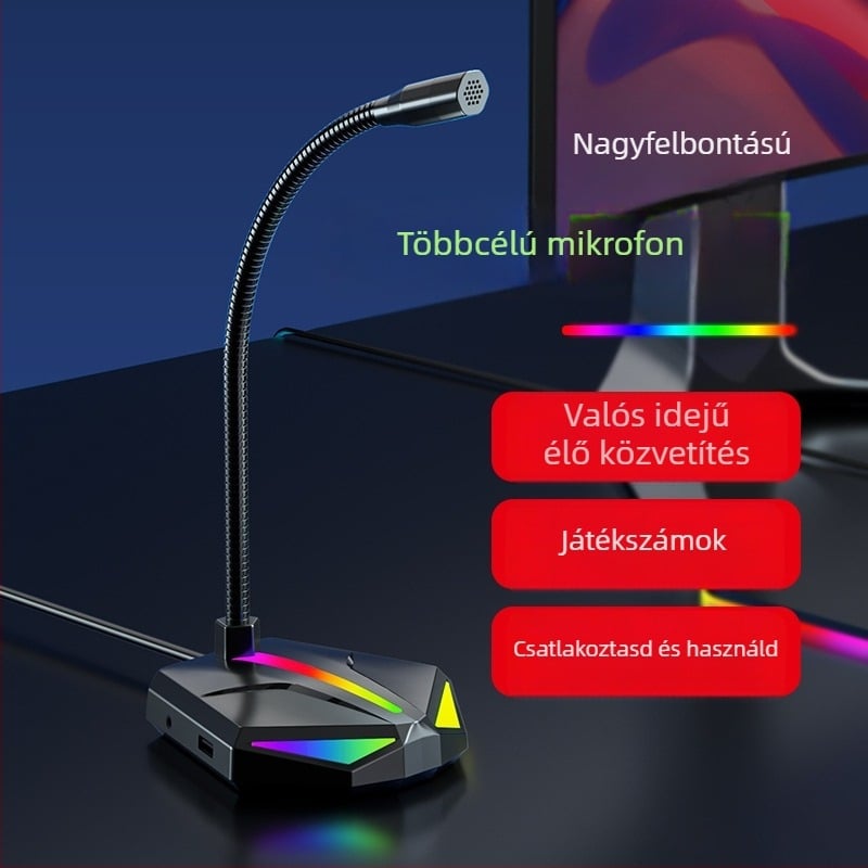 USB kondenzátoros asztali mikrofon számítógéphez és notebookhoz, kábeles USB interfész, alkalmas értekezletekre és felvételekhez, frekvencia-válasz 60 Hz–15 kHz, SNR ≥70 dB