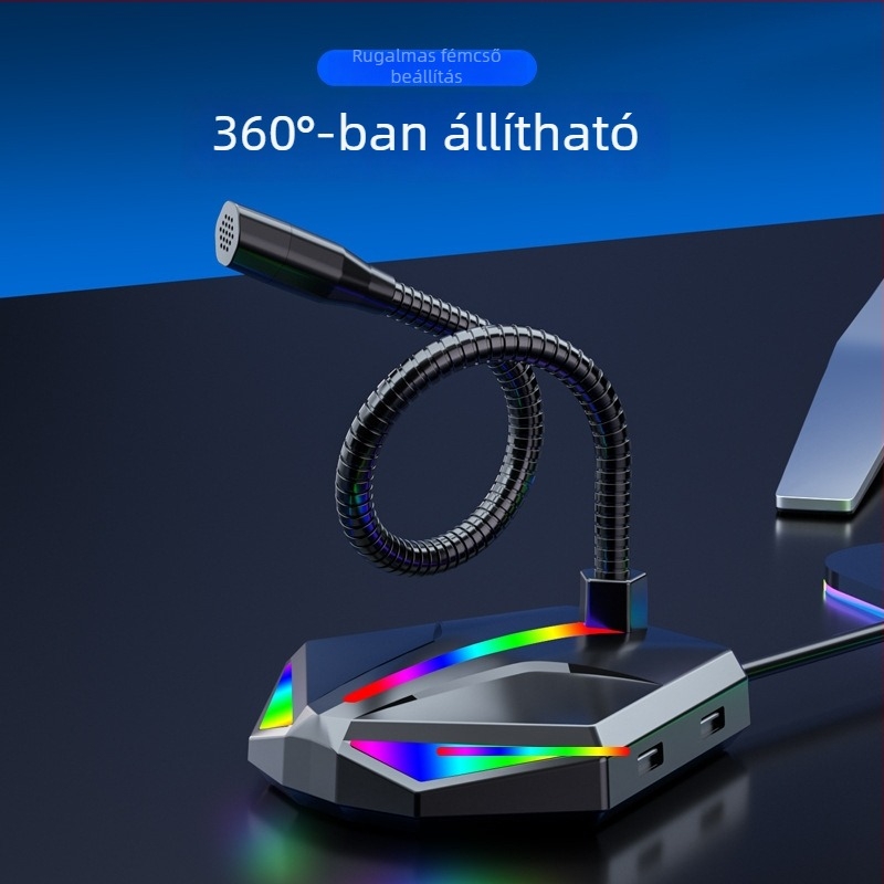 USB kondenzátoros asztali mikrofon számítógéphez és notebookhoz, kábeles USB interfész, alkalmas értekezletekre és felvételekhez, frekvencia-válasz 60 Hz–15 kHz, SNR ≥70 dB