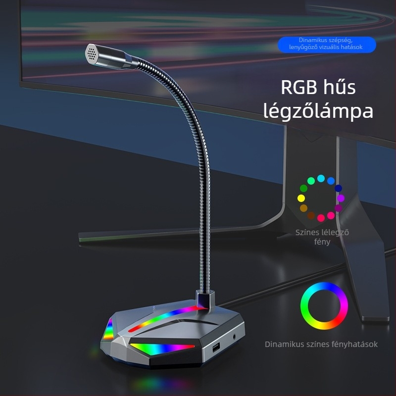 USB kondenzátoros asztali mikrofon számítógéphez és notebookhoz, kábeles USB interfész, alkalmas értekezletekre és felvételekhez, frekvencia-válasz 60 Hz–15 kHz, SNR ≥70 dB