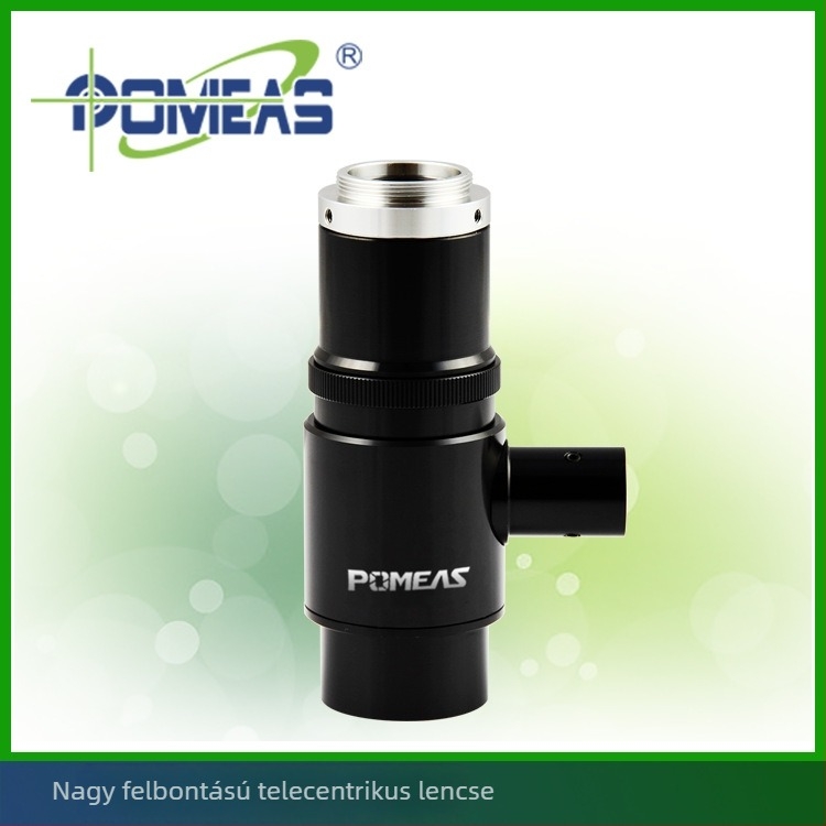 POMEAS PMS-TCM2-65CO magas felbontású telecentrikus lencse, C-mount — mobiltelefonos képernyő-igazítás és PCB nyomtatás