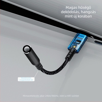 KYERE MH288B Type-C to 3.5 mm audió adapter hívásokhoz és karaokehoz — Kompatibil Huawei, Samsung, Xiaomi, Google, Sony
