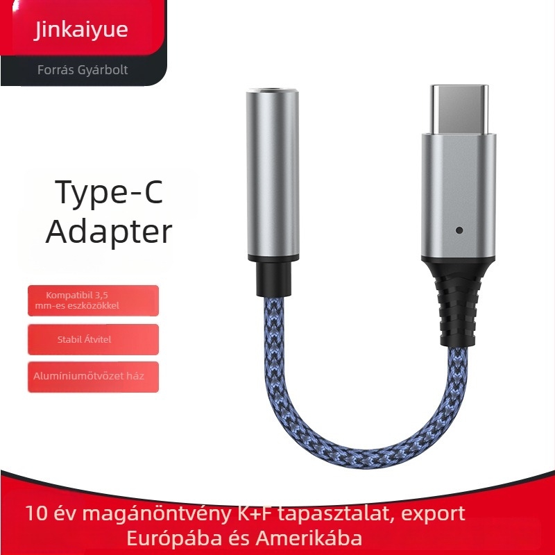 KYERE MH288B Type-C to 3.5 mm audió adapter hívásokhoz és karaokehoz — Kompatibil Huawei, Samsung, Xiaomi, Google, Sony