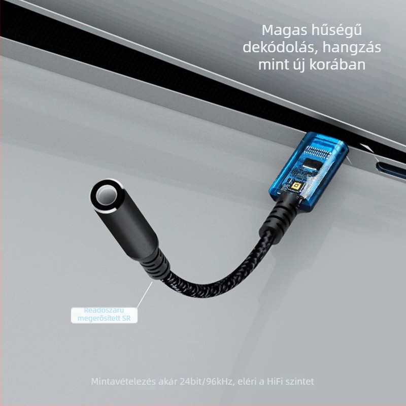 KYERE MH288B Type-C to 3.5 mm audió adapter hívásokhoz és karaokehoz — Kompatibil Huawei, Samsung, Xiaomi, Google, Sony