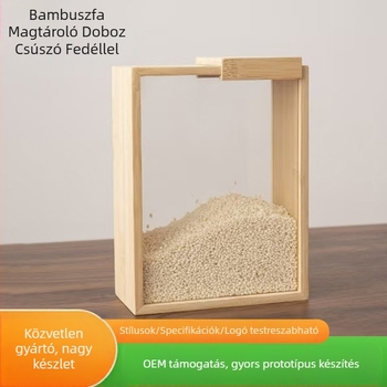 Fából készült asztali tároló doboz csúszó fedéllel bab, rizs, tészta és zab számára | Modell: h54 • Anyag: Fa • Stílus: modern minimalizmus • Funkció: élelmiszer rendezés • Logó testreszabható