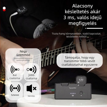 WP-12 Vezeték nélküli monitorozó fülhallgatók elektromos gitárhoz Bluetooth adó-vevővel (1–2-es kapcsolattal)