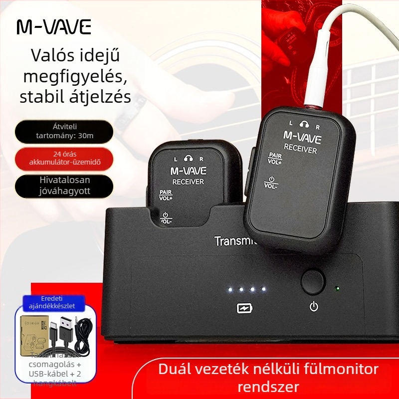 WP-12 Vezeték nélküli monitorozó fülhallgatók elektromos gitárhoz Bluetooth adó-vevővel (1–2-es kapcsolattal)