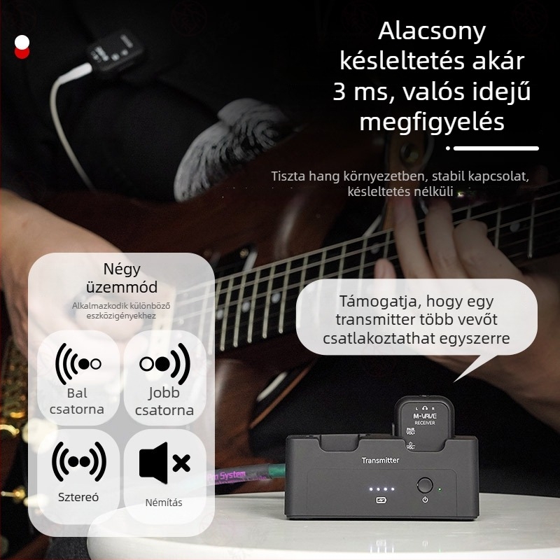 WP-12 Vezeték nélküli monitorozó fülhallgatók elektromos gitárhoz Bluetooth adó-vevővel (1–2-es kapcsolattal)