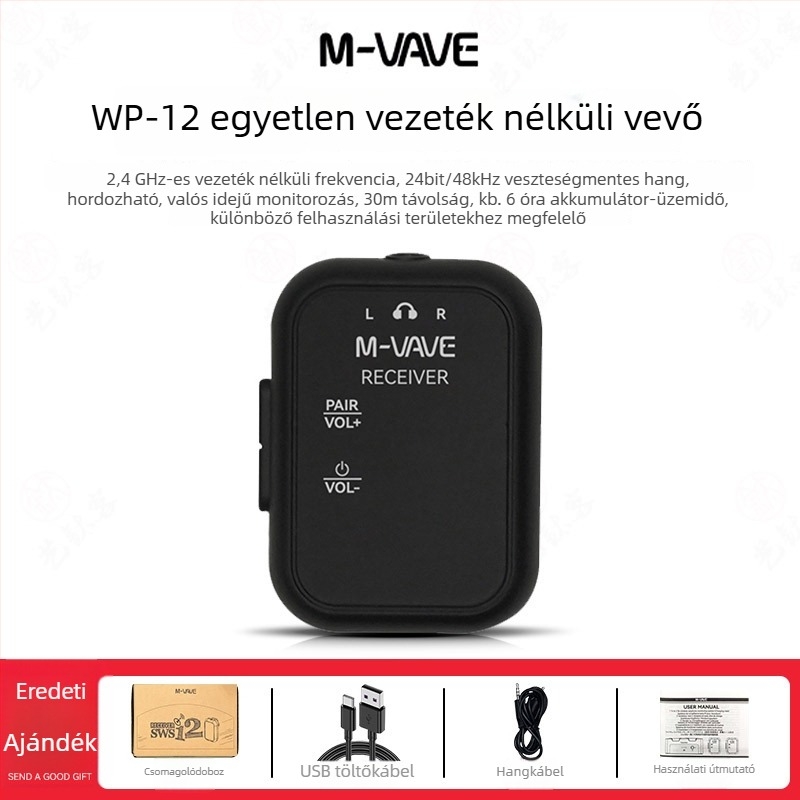 WP-12 Vezeték nélküli monitorozó fülhallgatók elektromos gitárhoz Bluetooth adó-vevővel (1–2-es kapcsolattal)
