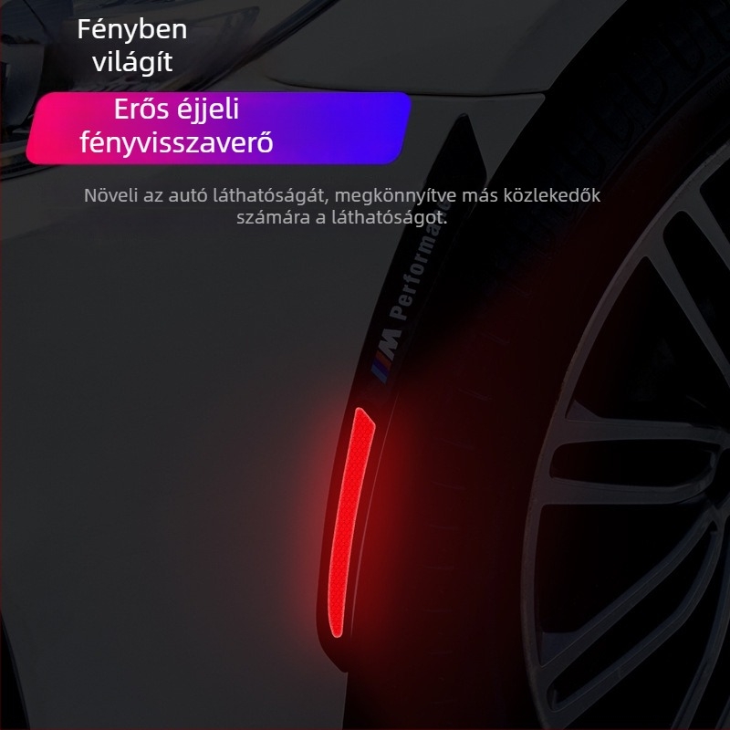 Reflektív kerékív matrica – ütközésvédő ragasztó, univerzális illeszkedés, modell Wheel Eyebrow 001, anyag: TPE, származás: Guangdong